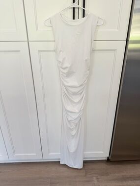 Susana Monaco White Sleeveless Ruched Maxi Dress